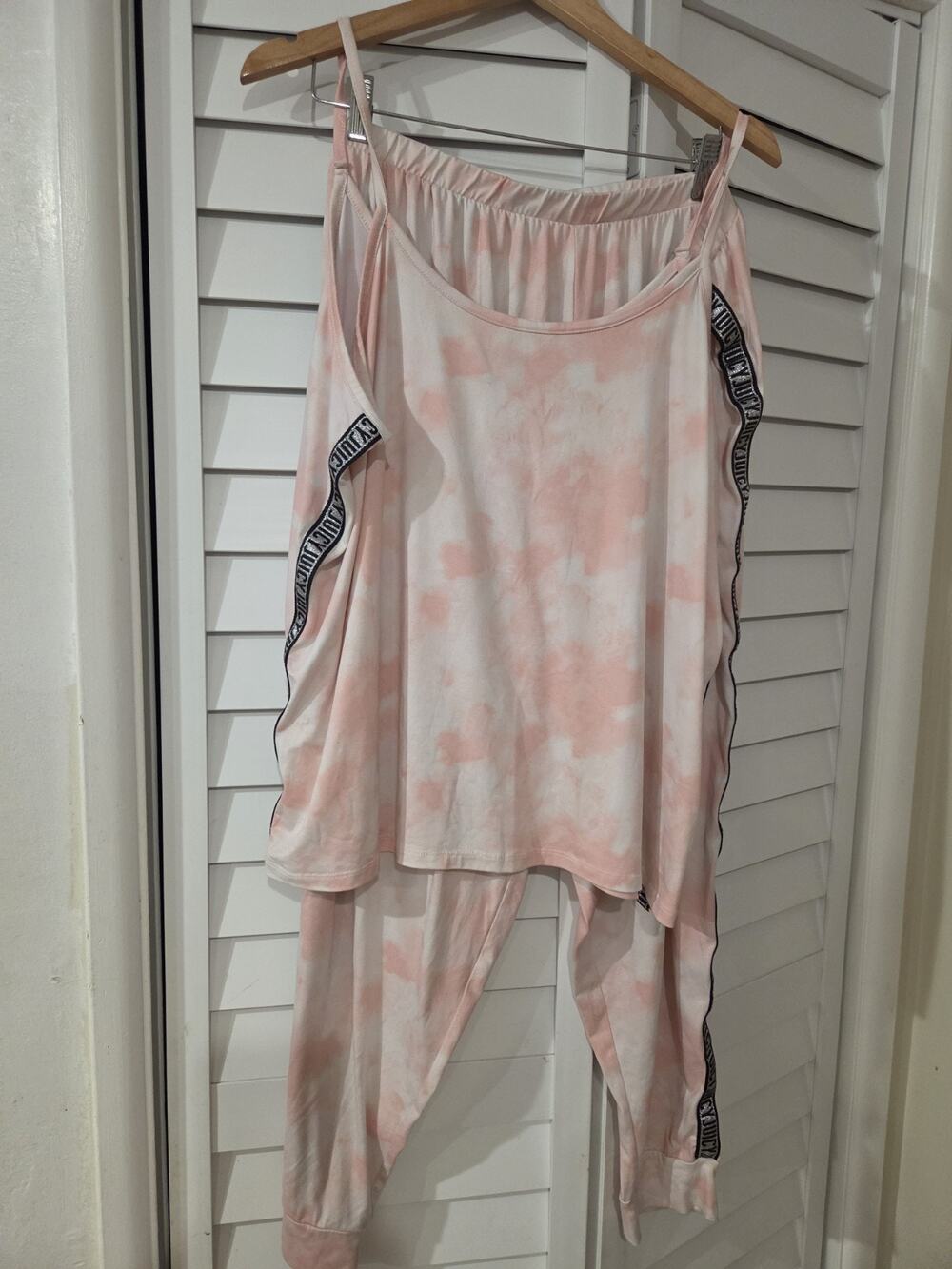 Juicy Couture Sleepwear Tie-Dye Logo Cami & Pants Pajama Set Pink/White 2X